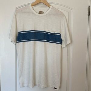 Faherty Men's White and Blue Short Sleeve Tee Nautical Stripes Size M EUC